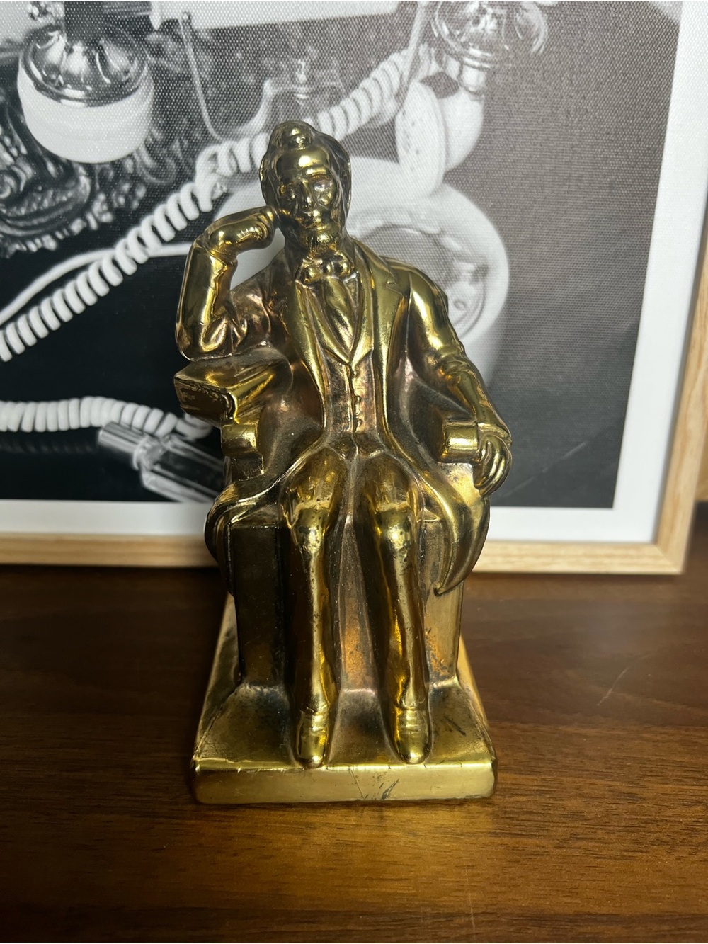 Brass-Tone Seated Gentleman Sculpture - Decorative Home Accent